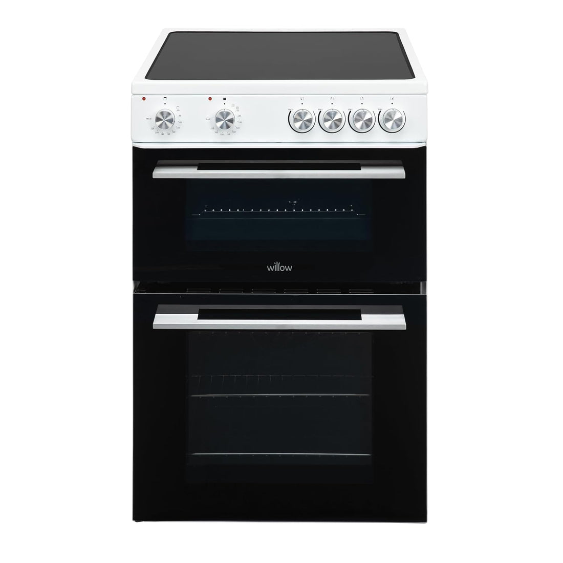 Freestanding Electric Cooker 68L Twin Cavity Ceramic Hob 4 Zones White